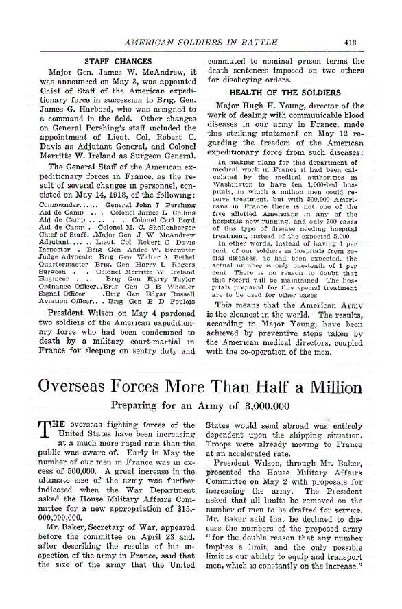 First page of Overseas Forces More Than Half a Million<subtitle>Preparing for an Army of 3,000,000</subtitle>