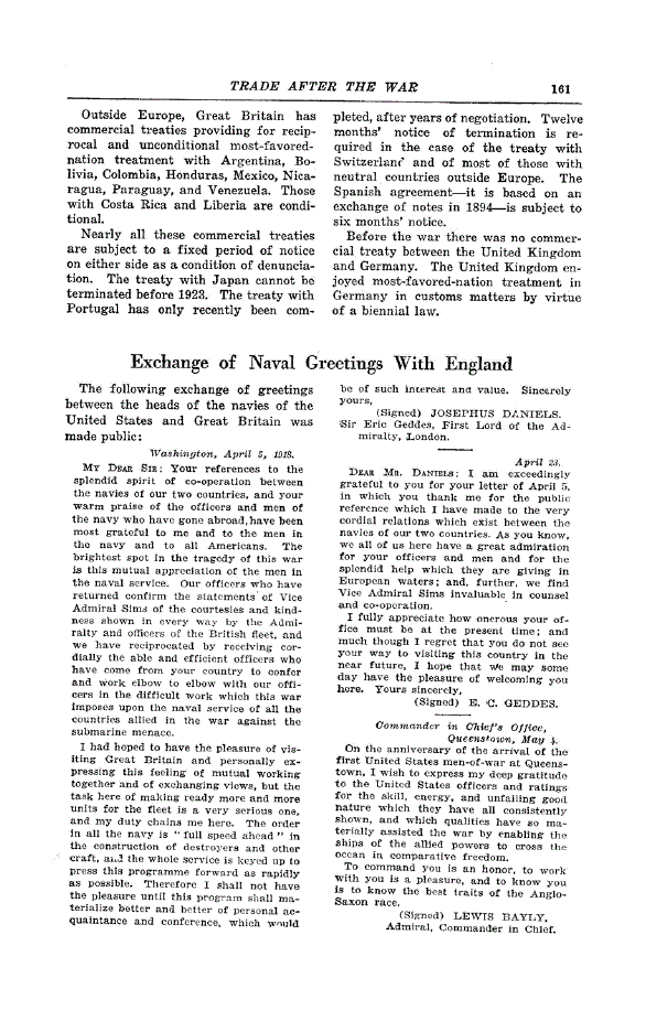 First page of Exchange of Naval Greetings with England