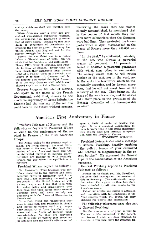 First page of Americas First Anniversary in France