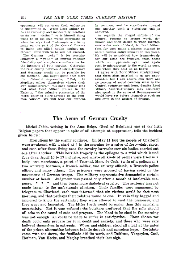 First page of The Acme of German Cruelty