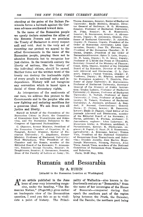 First page of Rumania and Bessarabia