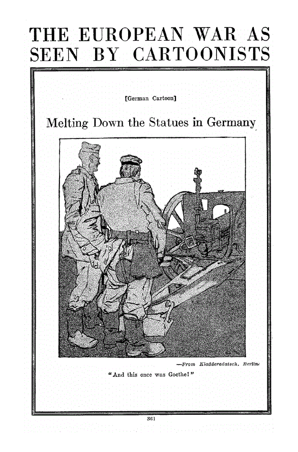 First page of The European War as Seen by Cartoonists