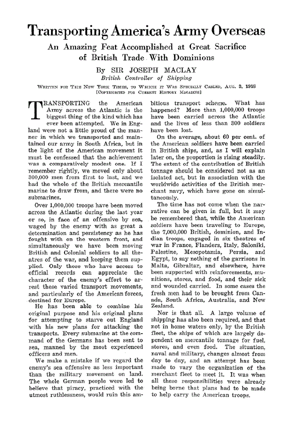 First page of Transporting America’s Army Overseas
