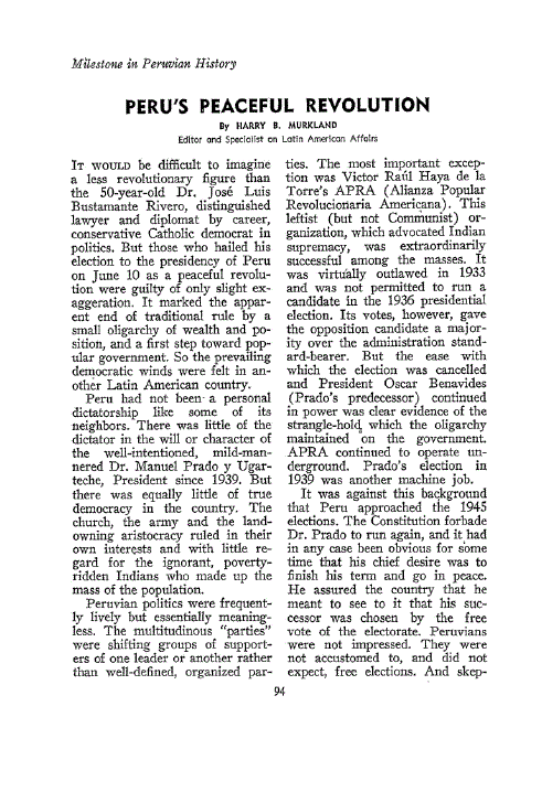 First page of Peru’s Peaceful Revolution