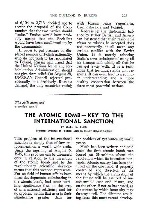 First page of The Atomic Bomb—Key to the International Sanction