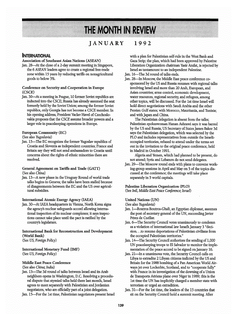 First page of The Month in Review