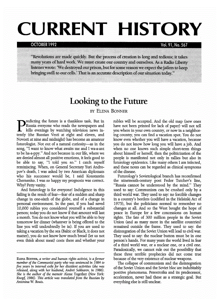 First page of Looking to the Future