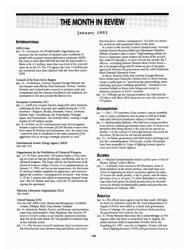 First page of The Month in Review
