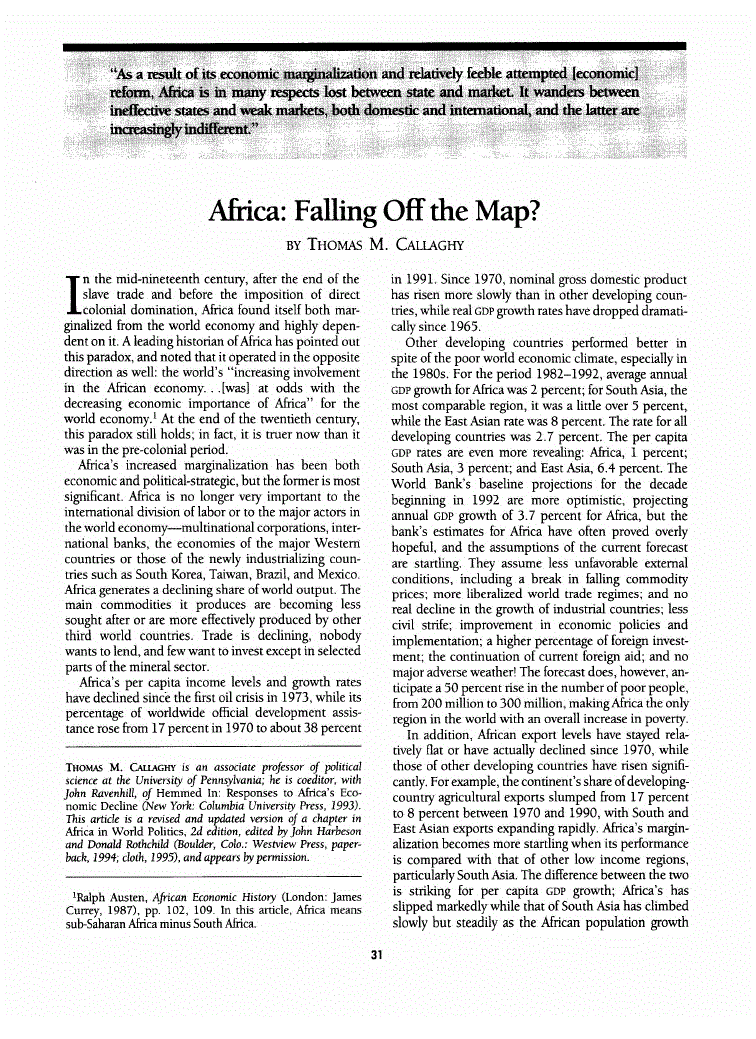 First page of Africa<subtitle>Falling Off the Map?</subtitle>