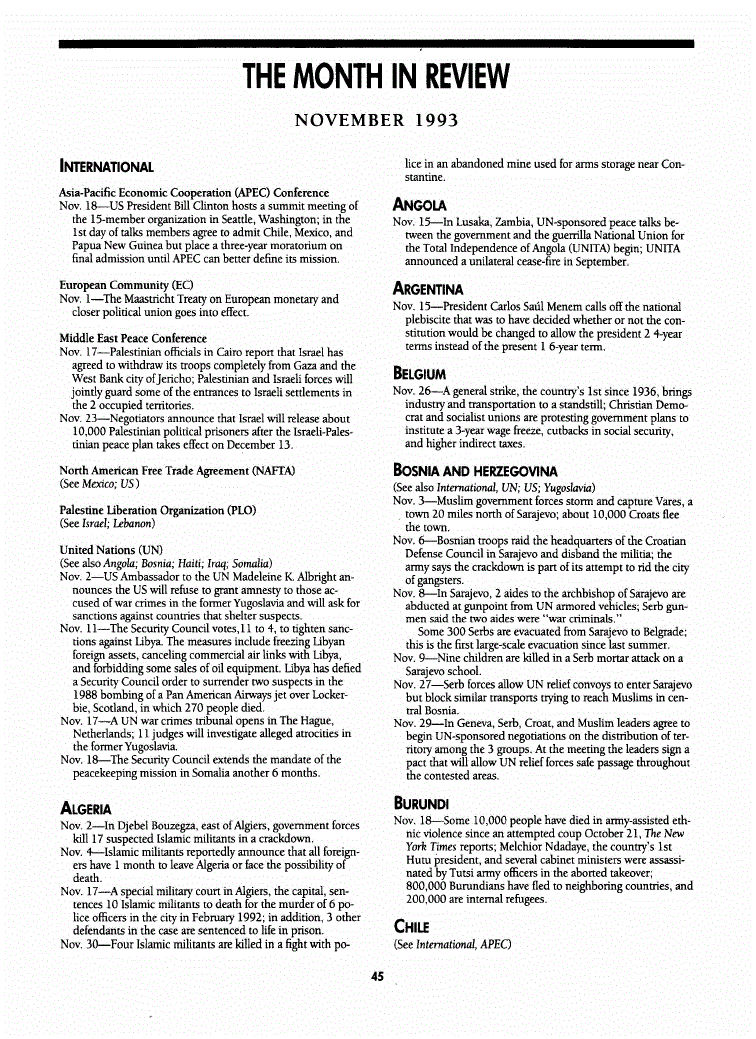 First page of The Month In Review