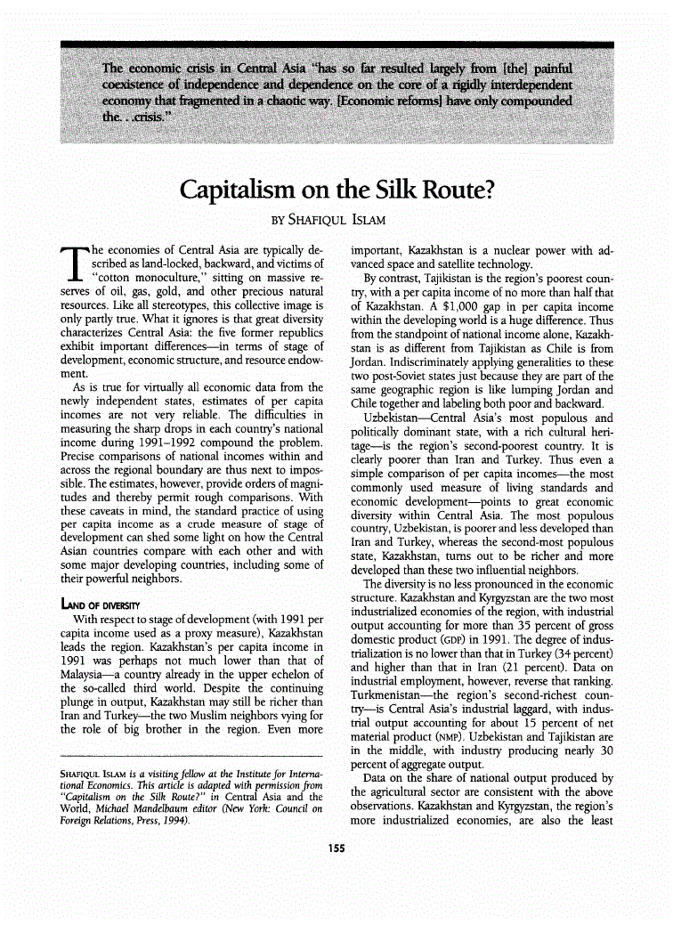 First page of Capitalism on the Silk Route?