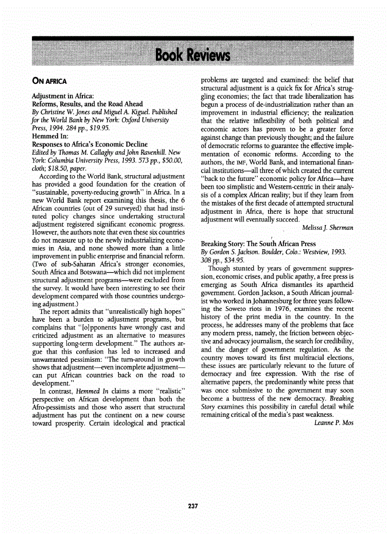 First page of On Africa