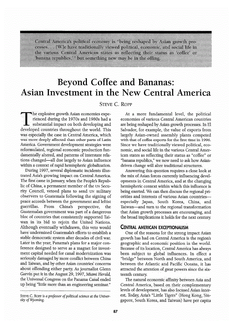 First page of Beyond Coffee and Bananas<subtitle>Asian Investment in the New Central America</subtitle>