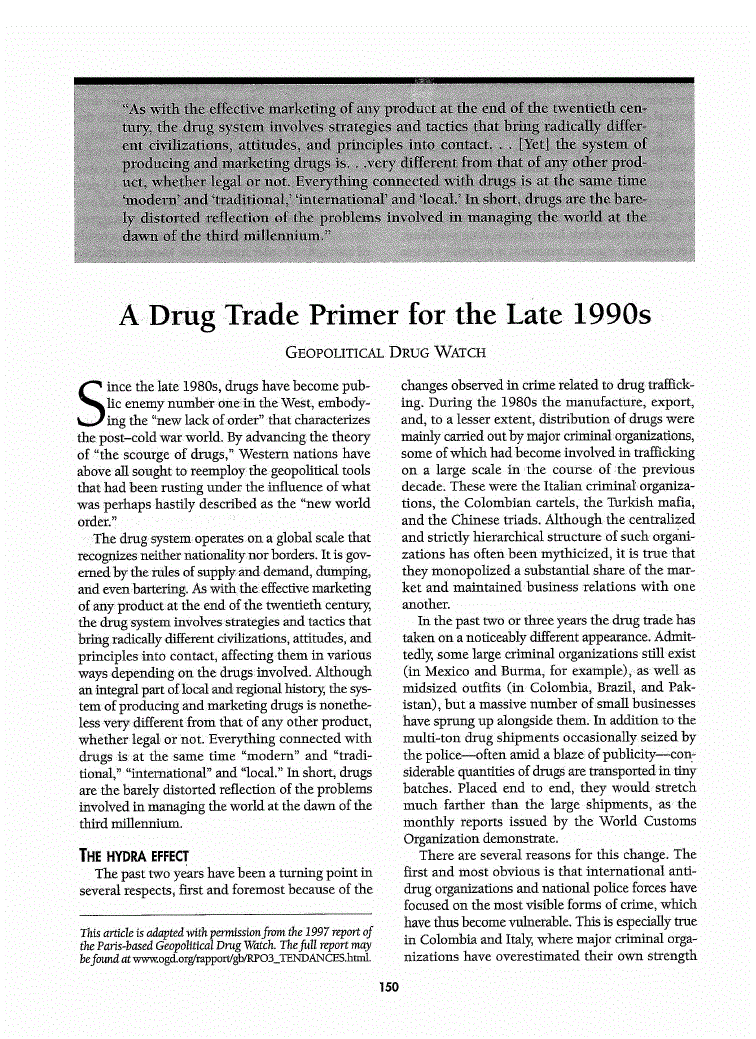 First page of A Drug Trade Primer for the Late 1990s