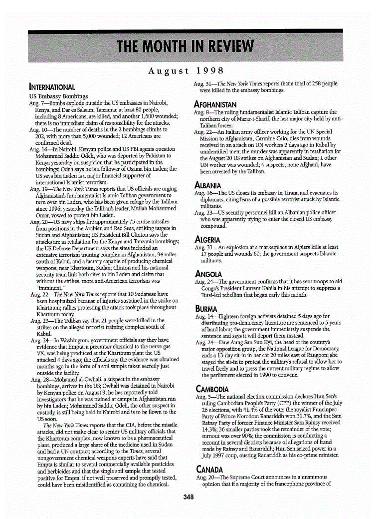 First page of The Month in Review