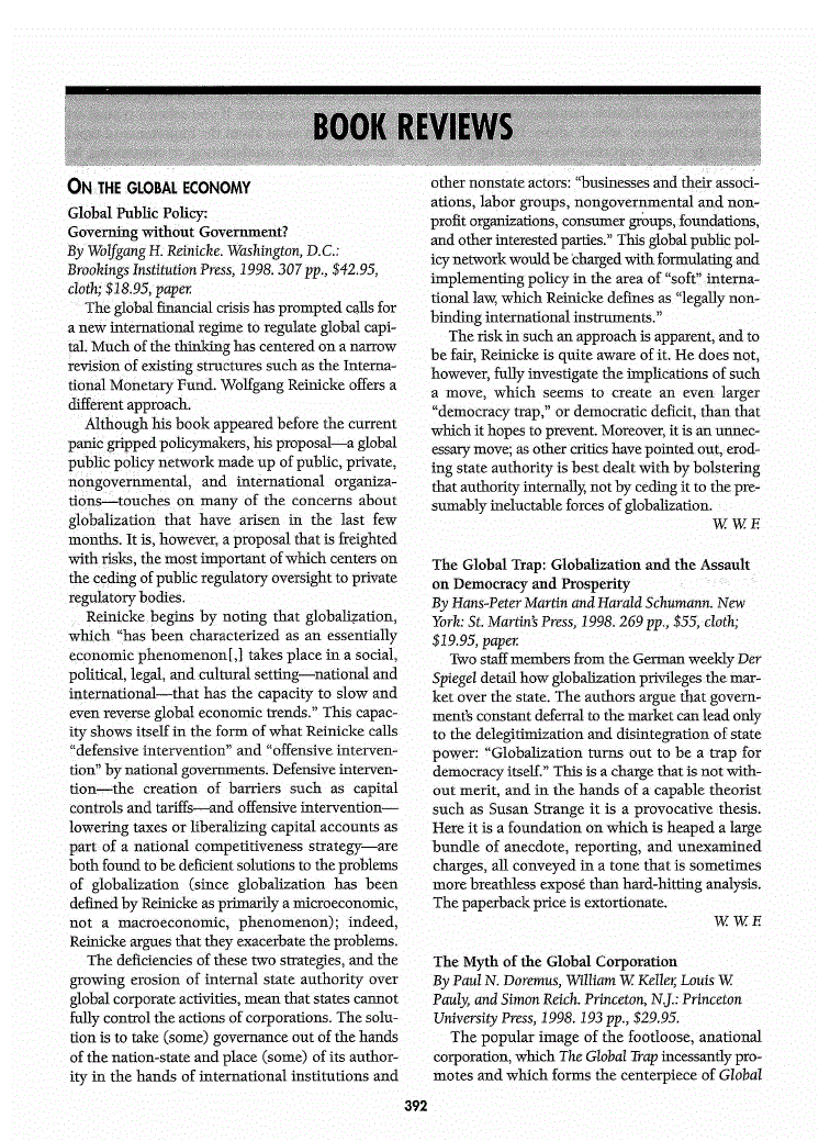 First page of On the Global Economy