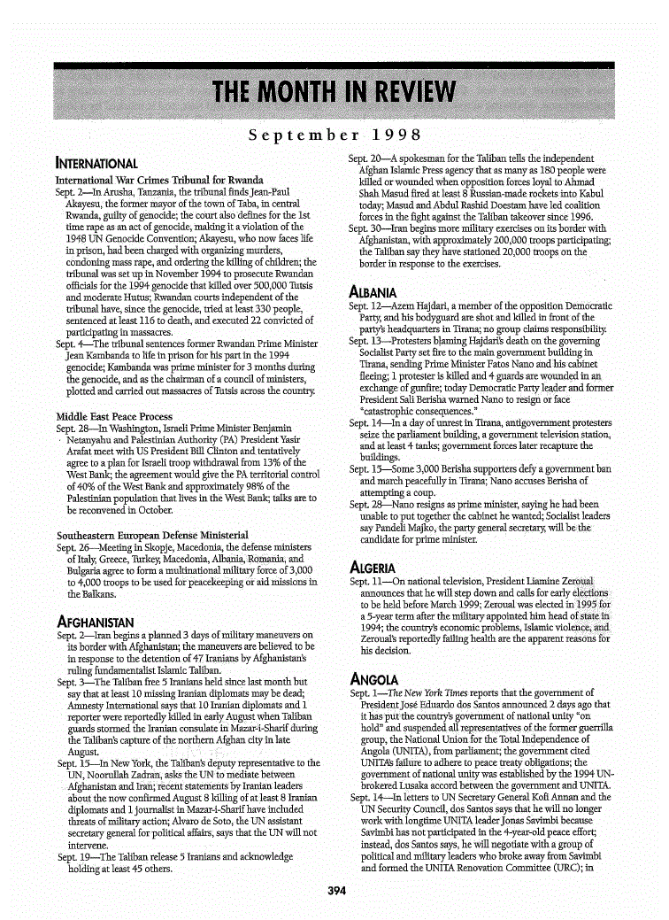 First page of The Month in Review