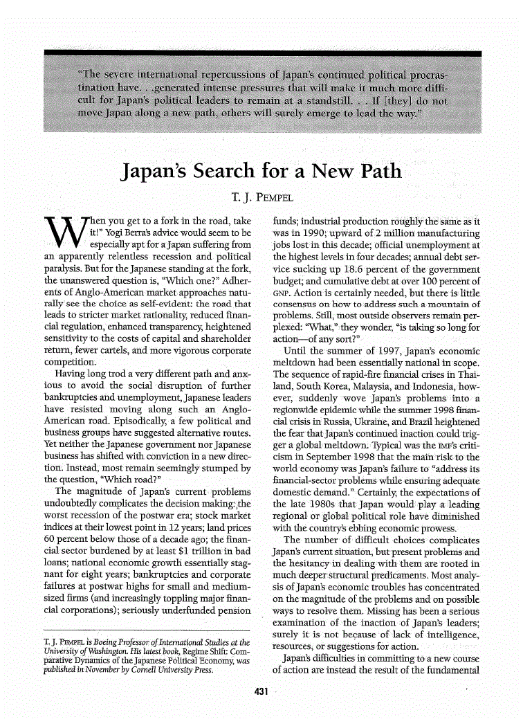 First page of Japan’s Search for a New Path