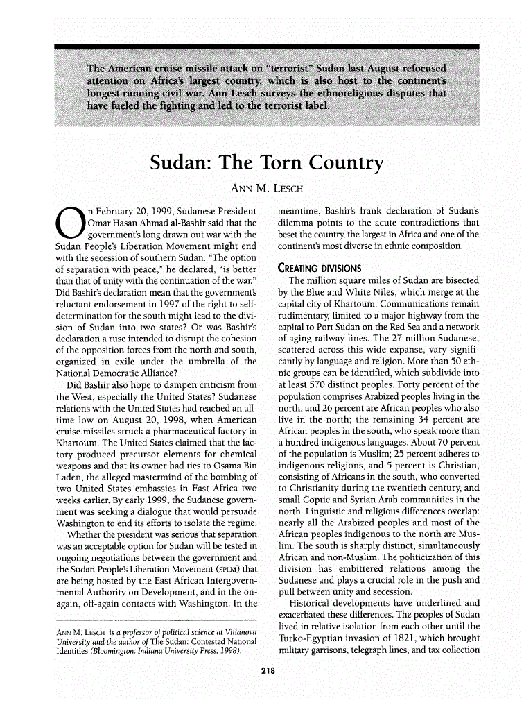 First page of Sudan<subtitle>The Torn Country</subtitle>