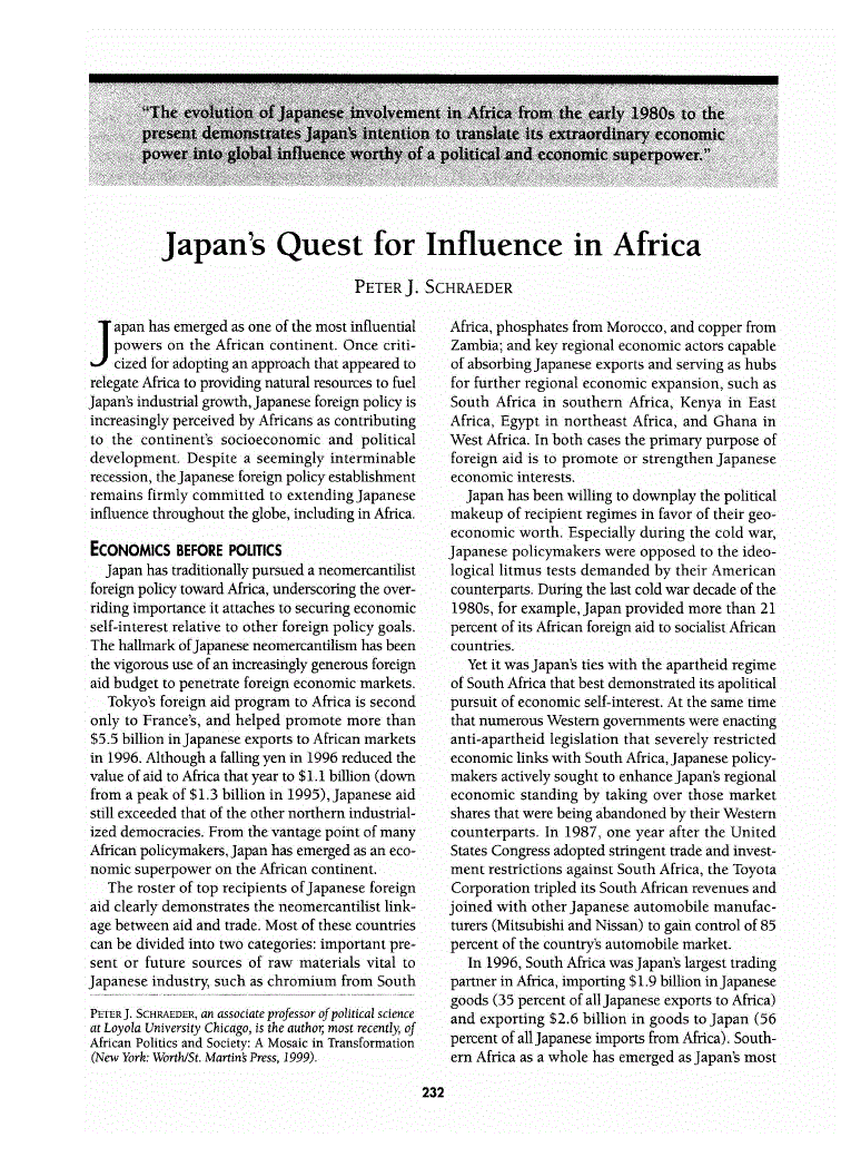 First page of Japan’s Quest for Influence in Africa