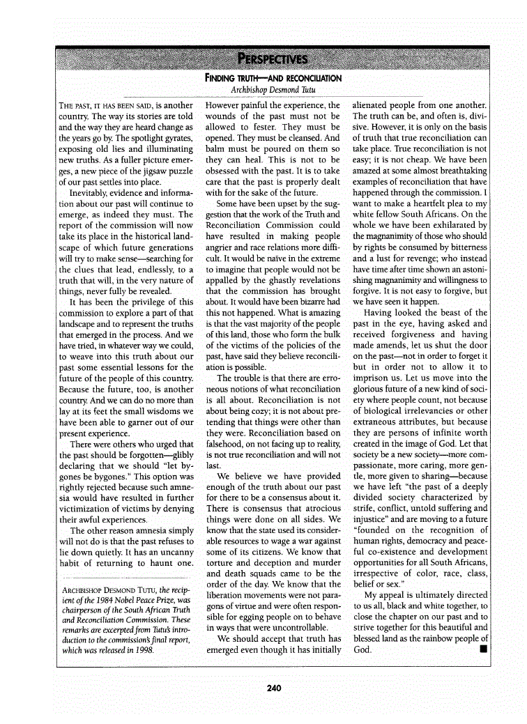 First page of Finding Truth—and Reconciliation