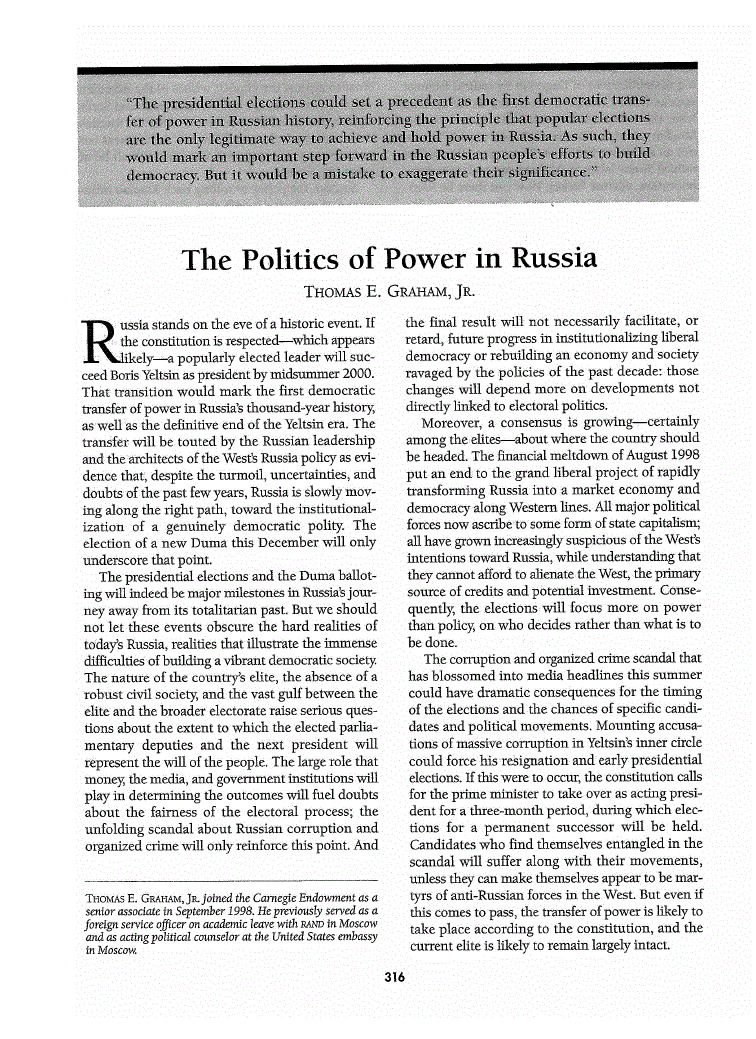 First page of The Politics of Power in Russia