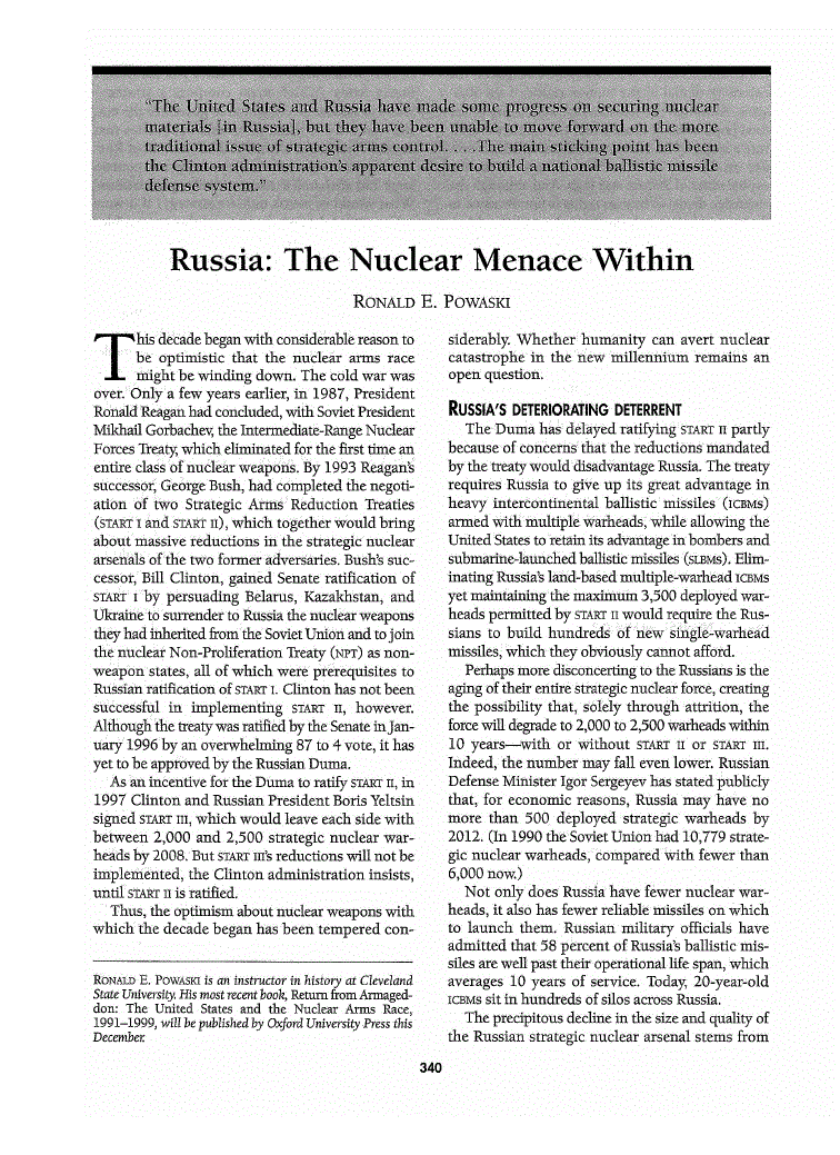 First page of Russia<subtitle>The Nuclear Menace Within</subtitle>