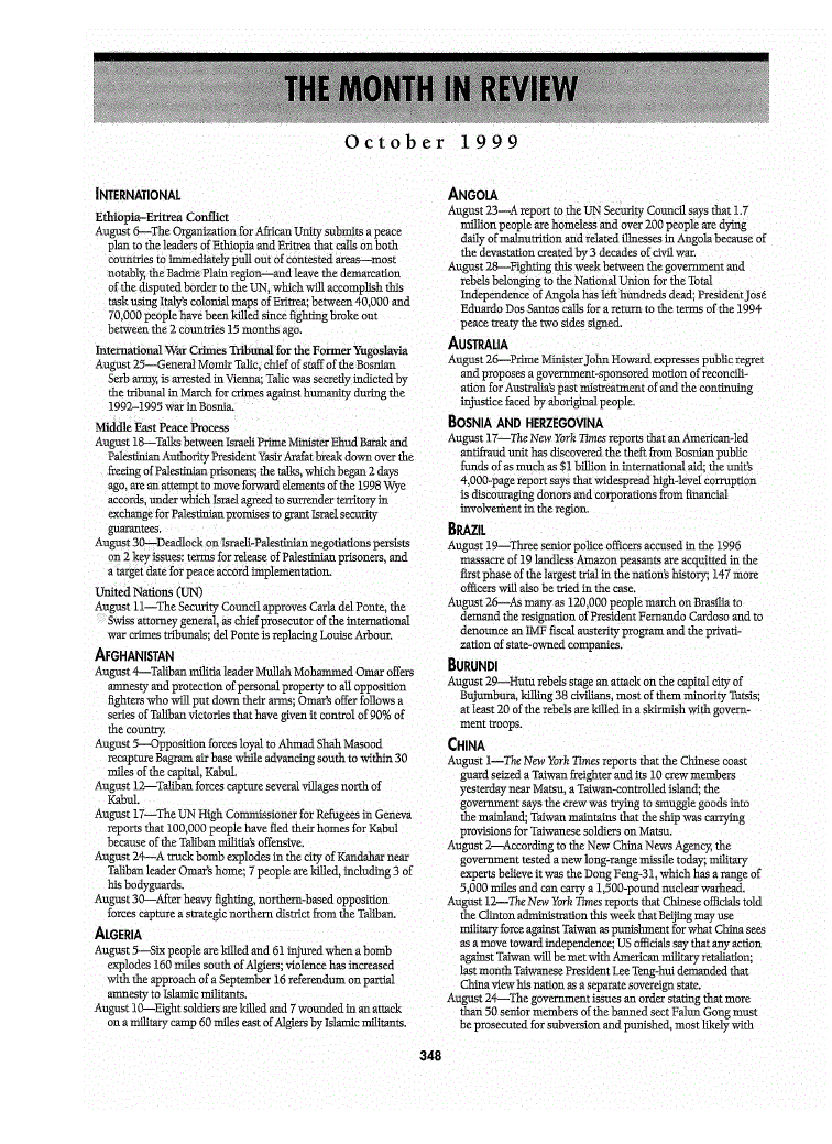 First page of The Month in Review