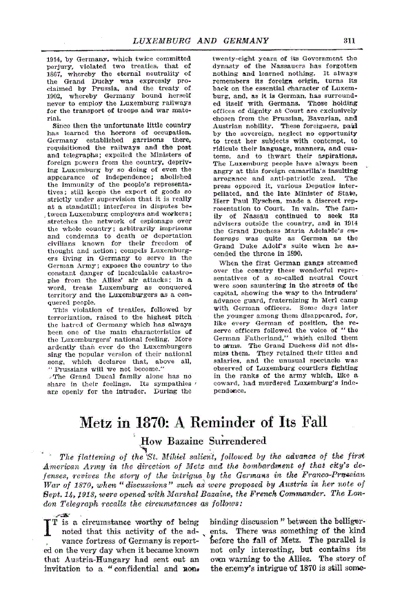 First page of Metz in 1870: A Reminder of its Fall<subtitle>How Bazaine Surrendered</subtitle>