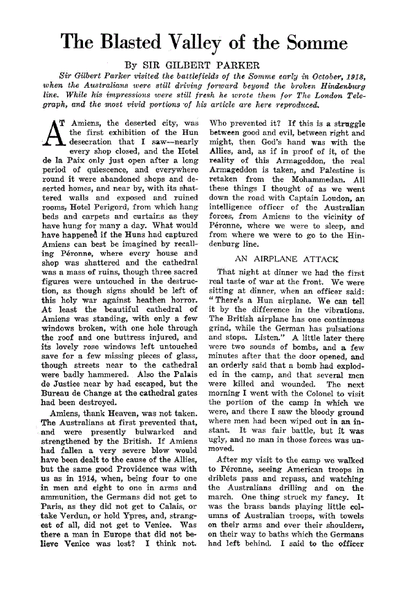 First page of The Blasted Valley of the Somme