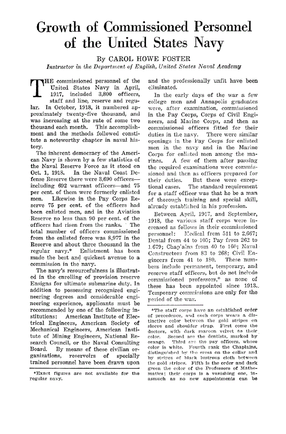 First page of Growth of Commissioned Personnel of the United States Navy