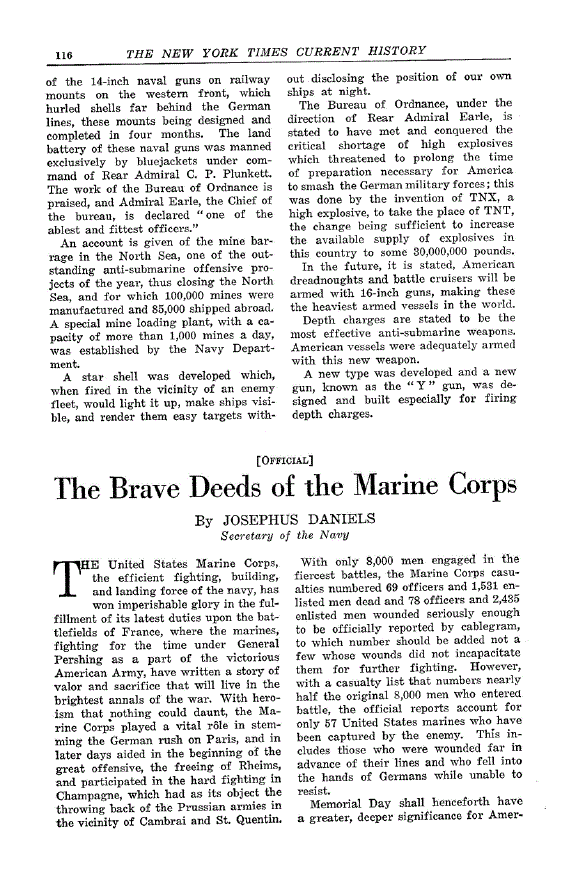 First page of The Brave Deeds of the Marine Corps