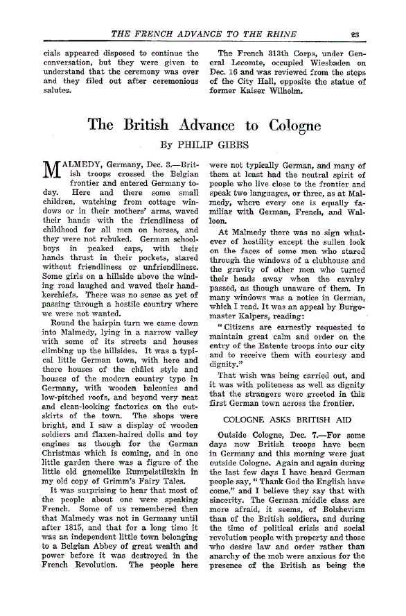 First page of The British Advance to Cologne