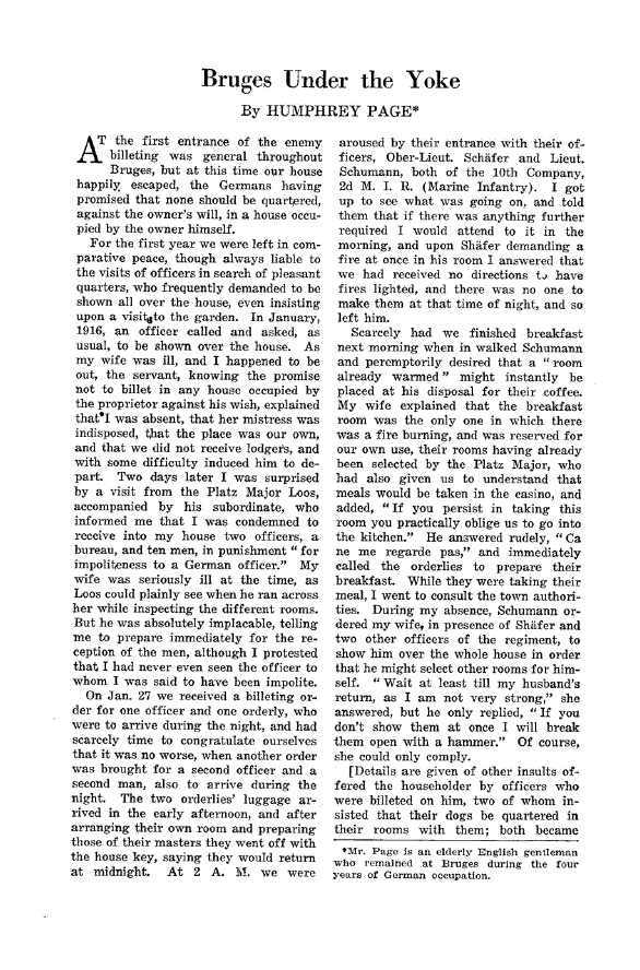 First page of Bruges Under the Yoke