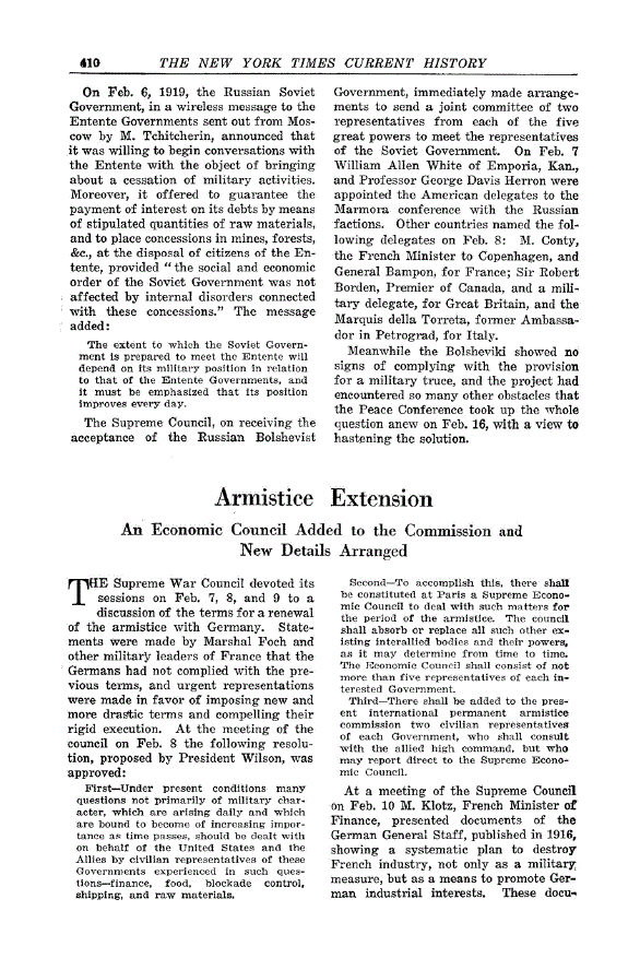 First page of Armistice Extension<subtitle>An Economic Council Added to the Commission and New Details Arranged</subtitle>