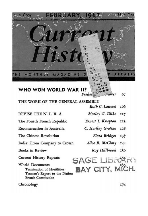 Current History Cover Image for Volume 12, Issue 66
