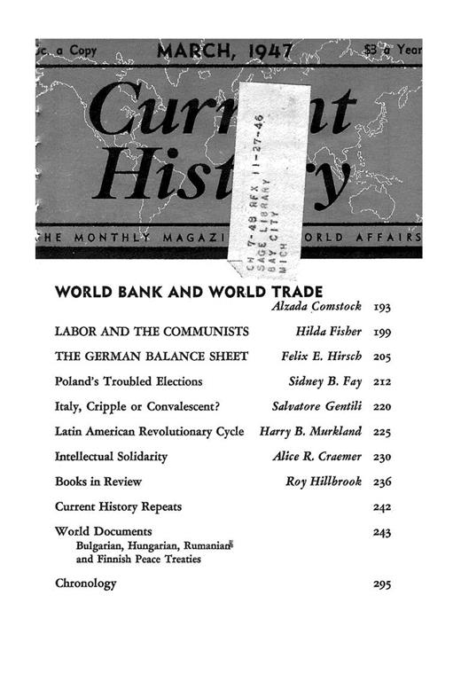 Current History Cover Image for Volume 12, Issue 67