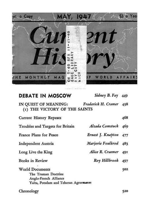 Current History Cover Image for Volume 12, Issue 69