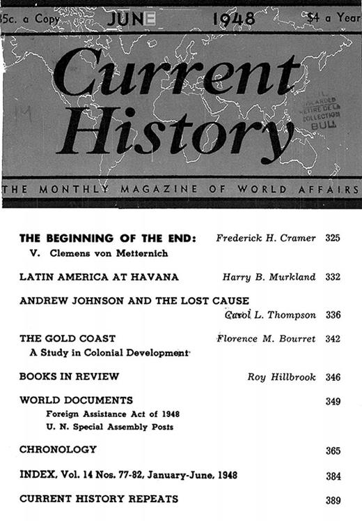 Current History Cover Image for Volume 14, Issue 82