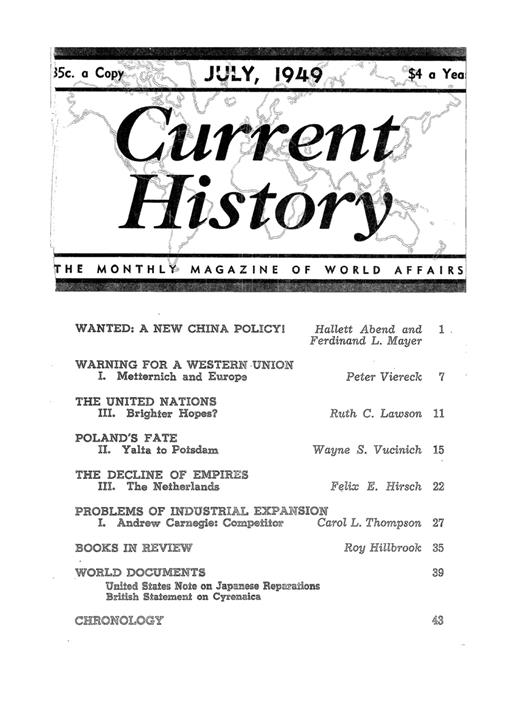 Current History Cover Image for Volume 17, Issue 95