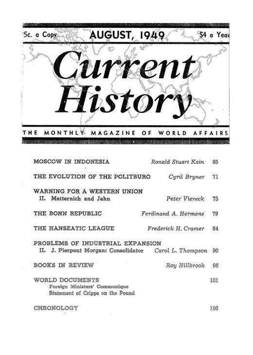Current History Cover Image for Volume 17, Issue 96