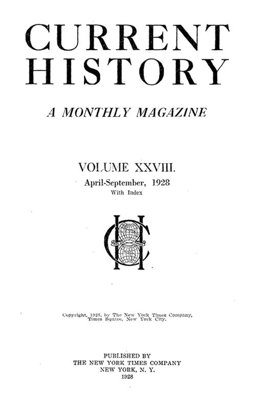 Current History Cover Image for Volume 28, Issue 1