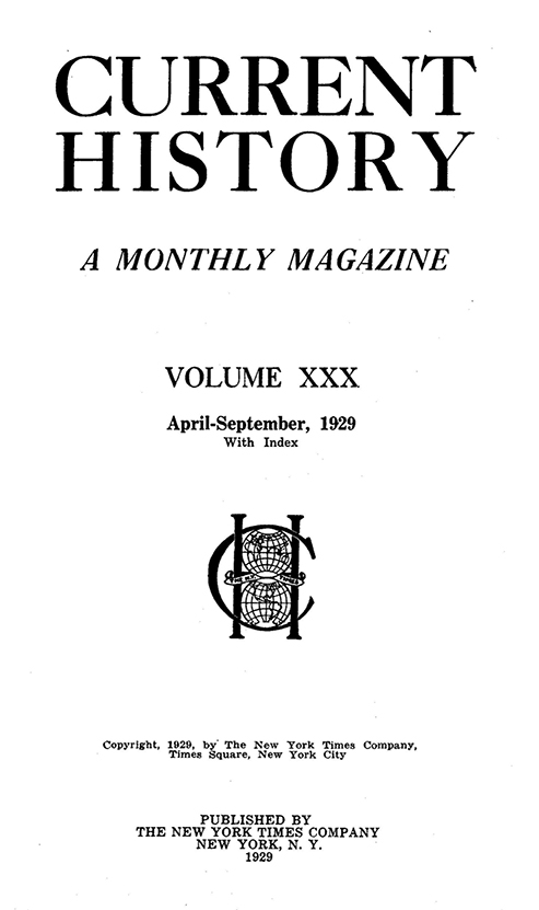 Current History Cover Image for Volume 30, Issue 5