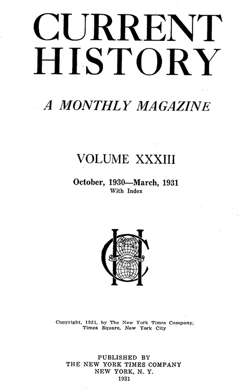 Current History Cover Image for Volume 33, Issue 4