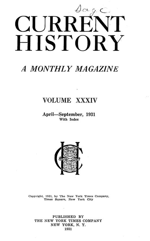 Current History Cover Image for Volume 34, Issue 1