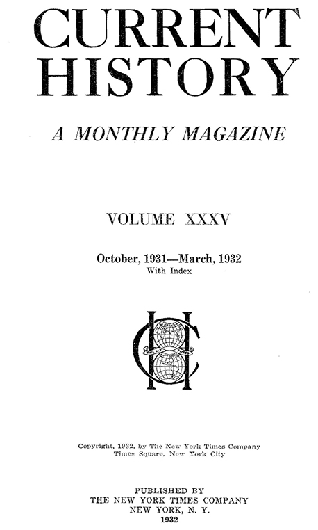 Current History Cover Image for Volume 35, Issue 4