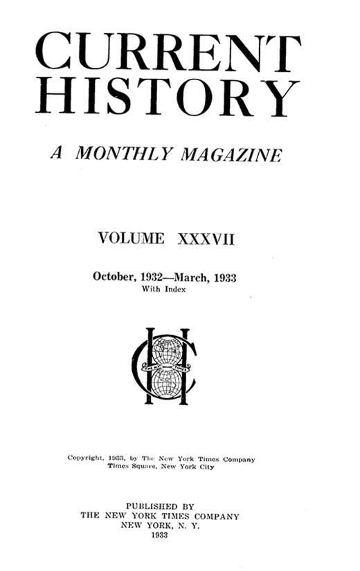 Current History Cover Image for Volume 37, Issue 3