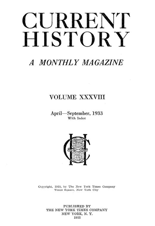 Current History Cover Image for Volume 38, Issue 6