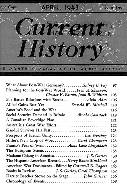 Current History Cover Image for Volume 4, Issue 20