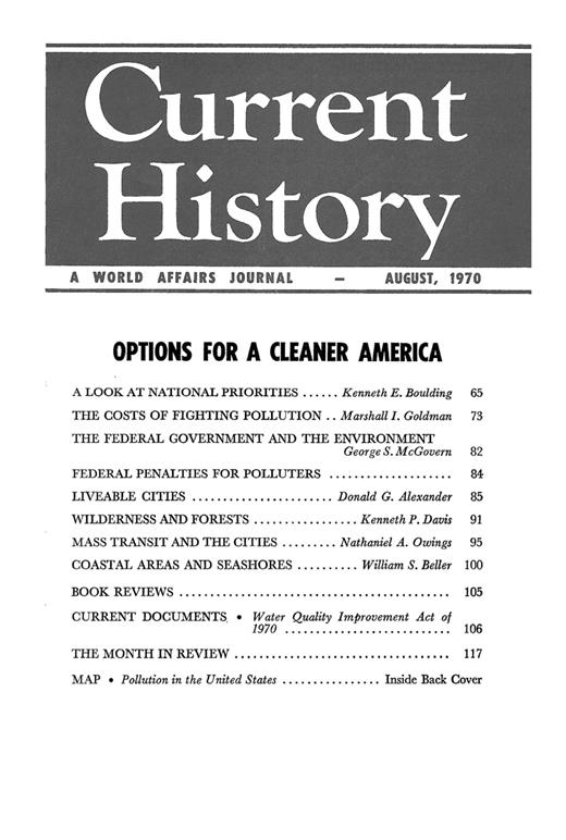 Water Quality Improvement Act of 1970 Current History University of